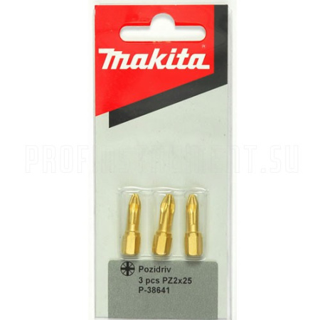 Бита PZ2, 25мм, алмазная, P-38641, Makita, (3шт/уп) - КонтурТерм