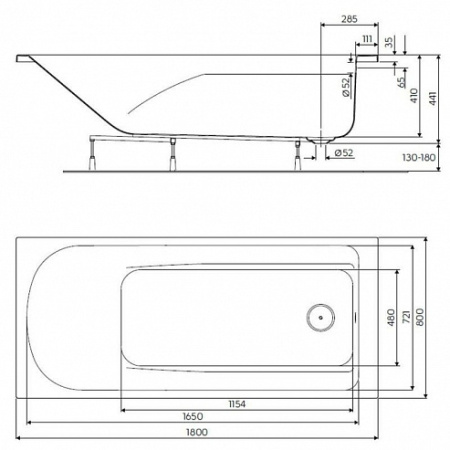 Ванна акриловая 180x80 см KOLO COMFORT PLUS, c ручками и ногами - КонтурТерм