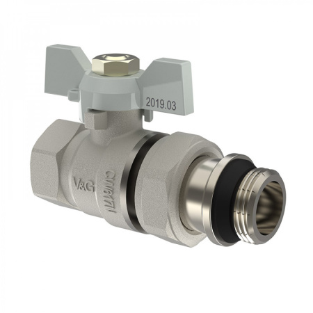 Кран шаровый  3/4" (РВ х РН) PN25 со шрубунком, мотылек, уплотнение V&G - КонтурТерм