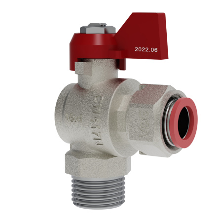Кран шаровый угловой с накидной гайкой 1/2" (РВ х РН) PN25, флажок V&G																											 - КонтурТерм