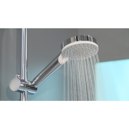 Гарнитур душевой HansGrohe Crometta Vario со стойкой 65 см, лейкой 2 режима, шлангом, белый/хром - КонтурТерм