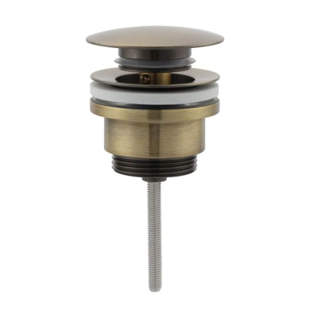 Клапан донный для раковины VIEIR 1 1/4″ с переливом, круглый, click-clack, цвет бронза - КонтурТерм