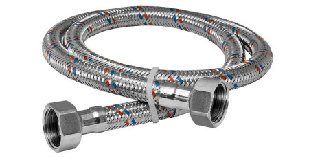 Шланг в металлической оплетке  3/8"х1/2" 100см (РВ х РВ) Metline - КонтурТерм