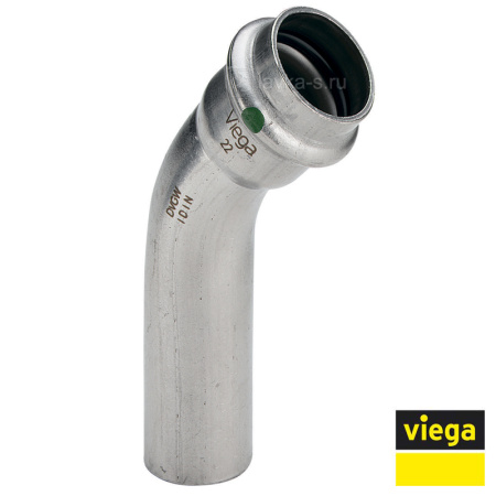 Колено из нержавеющей стали ниппельное VIEGA Sanpress inox д 35, 45 гр - КонтурТерм