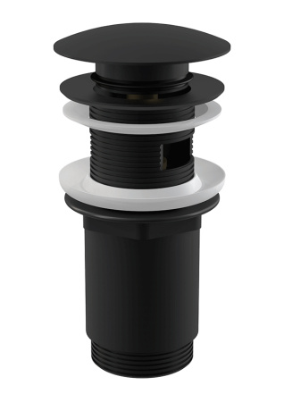 Клапан донный для раковины ALCA PLAST 1 1/4", click-clack, с переливом, черный матовый - КонтурТерм
