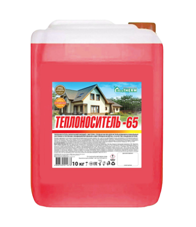 Теплоноситель этиленгликоль -65 (уп. 10 кг) красный - КонтурТерм