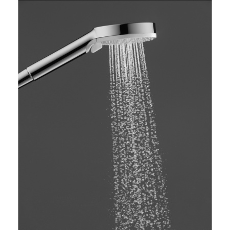Гарнитур душевой HansGrohe Crometta Vario со стойкой 65 см, лейкой 2 режима, шлангом, белый/хром - КонтурТерм