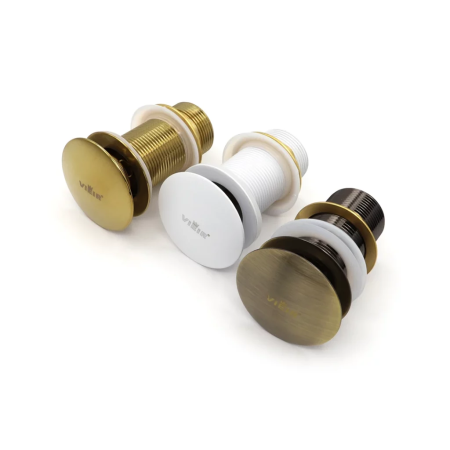 Клапан донный для раковины VIEIR 1 1/4″ без перелива, круглый, click-clack, цвет бронза - КонтурТерм