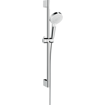 Гарнитур душевой HansGrohe Crometta Vario со стойкой 65 см, лейкой 2 режима, шлангом, белый/хром - КонтурТерм